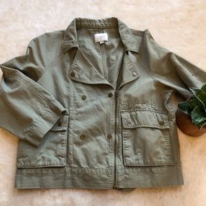 Loft army green zip up utility jacket